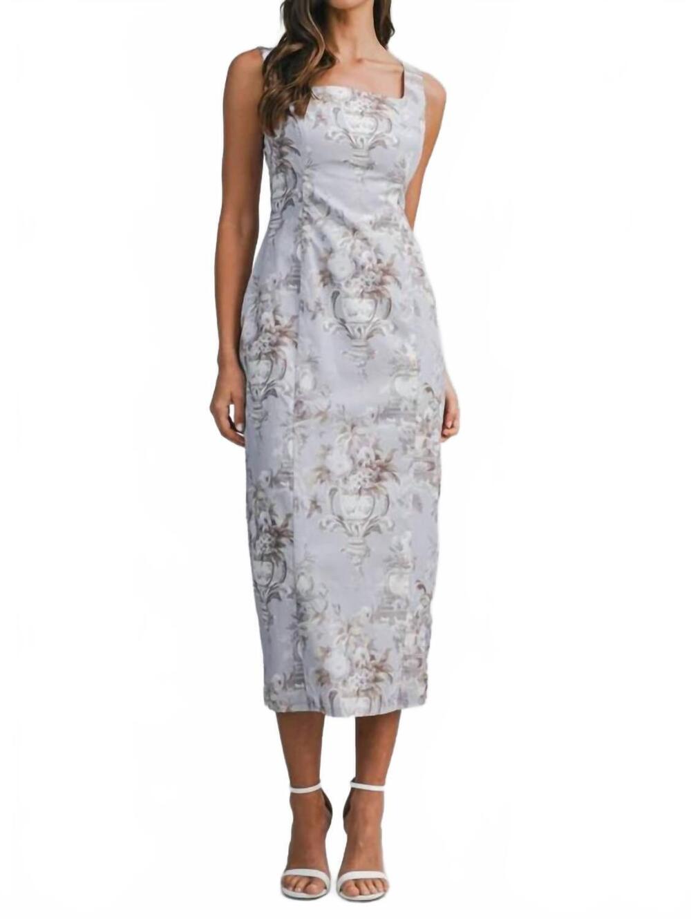 NEW MABLE steph floral printed sleeveless midi dress in lavender